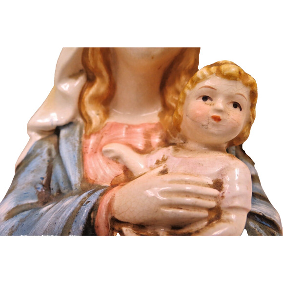 Vintage Norcrest Japan Madonna Virgin Mary W/ Baby Jesus Ceramic Figurine - Picture 3 of 8